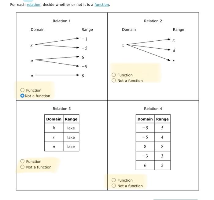 Solved For each relation, decide whether or not it is a | Chegg.com