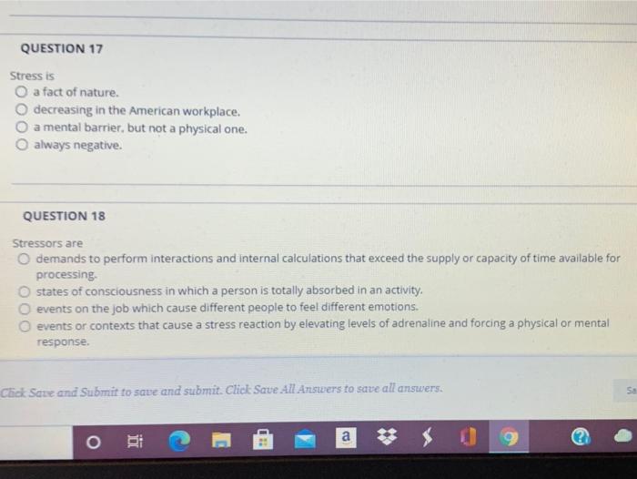 Solved QUESTION 17 Stress is O a fact of nature. decreasing | Chegg.com