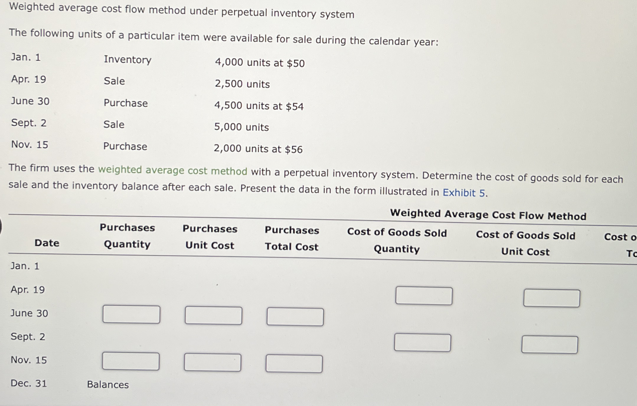 Solved Weighted average cost flow method under perpetual | Chegg.com