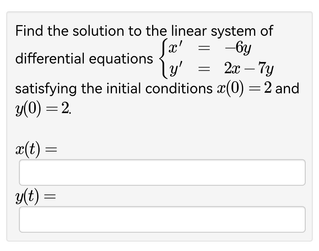 Solved Find The Solution To The Linear System Of | Chegg.com