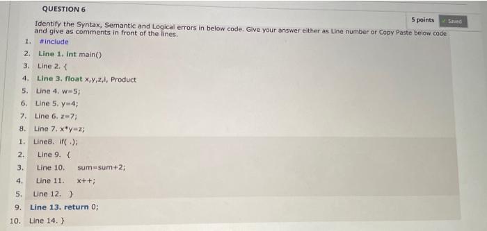Solved QUESTION 6 5 points Saved Identify the Syntax, | Chegg.com