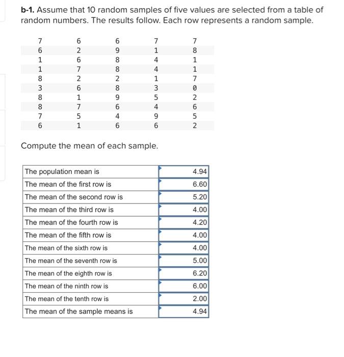 solved-b-1-assume-that-10-random-samples-of-five-values-are-chegg