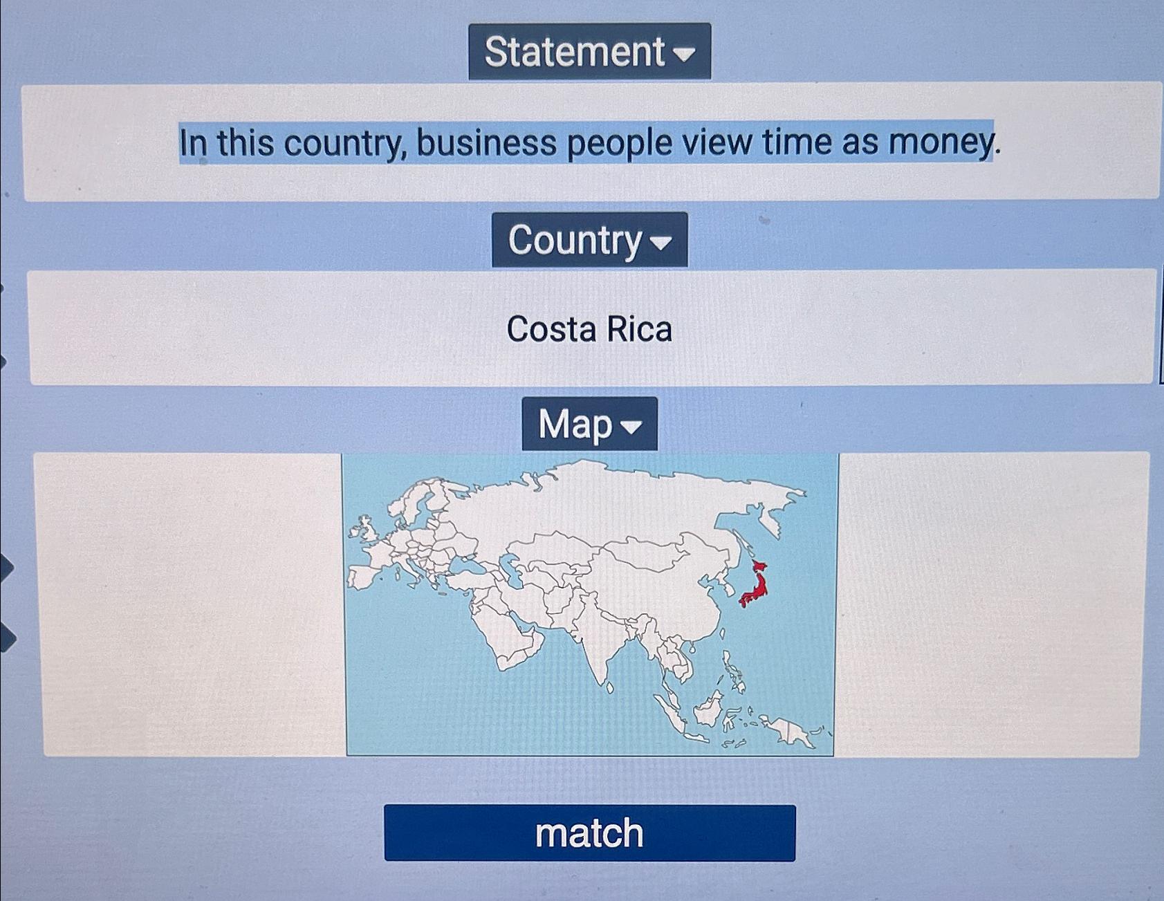 Solved In this country, business people view time as