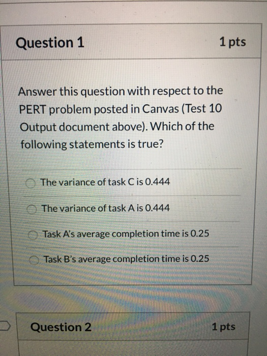 Solved 1 pts Question 1 Answer this question with respect to | Chegg.com