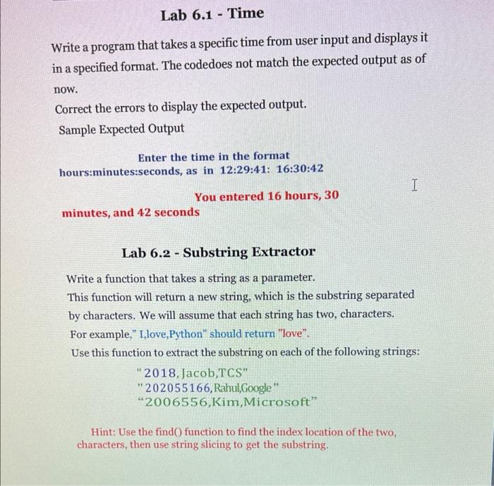 Solved Lab 6.1 - Time Write a program that takes a specific | Chegg.com
