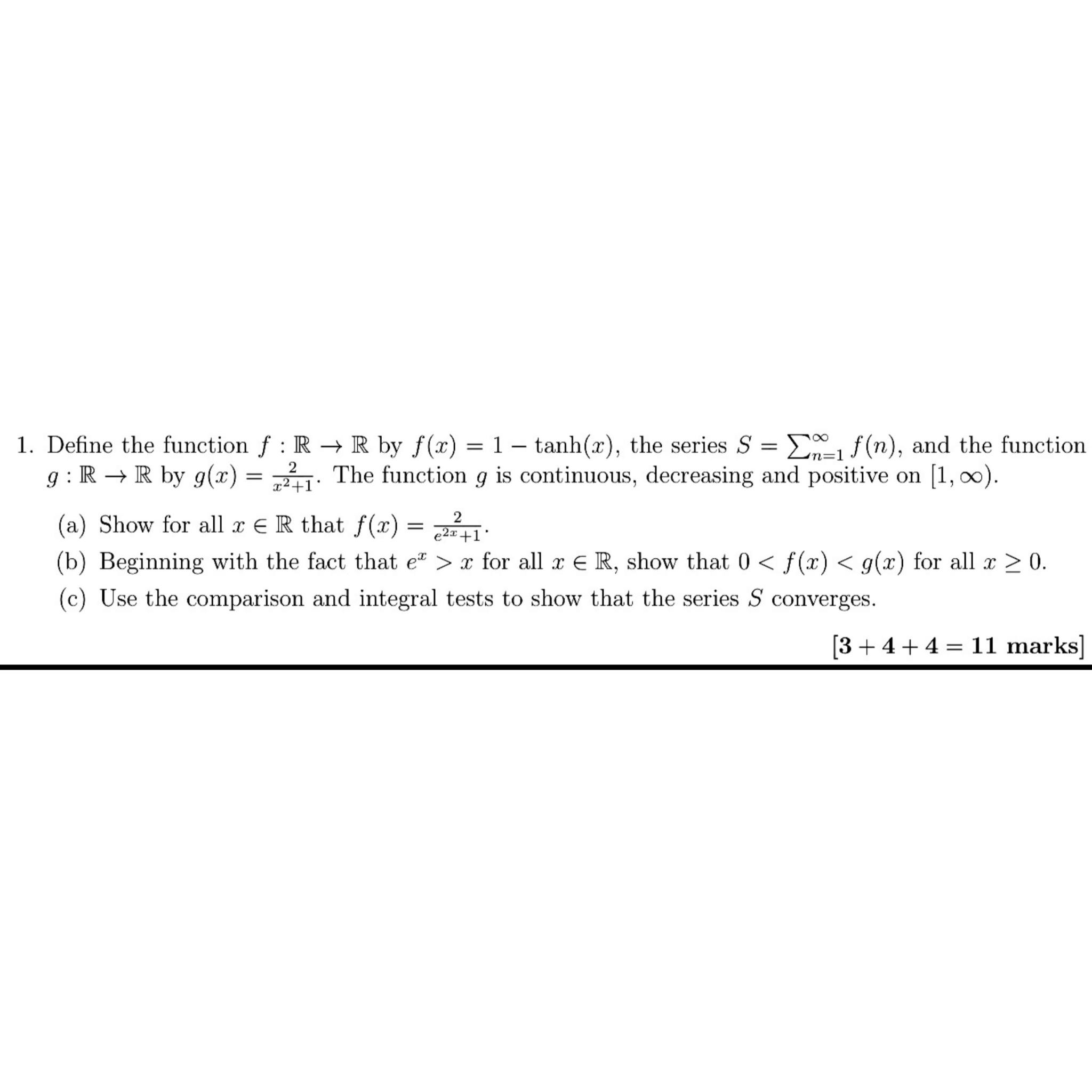 Solved Define The Function F R→r ﻿by F X 1 Tanh X ﻿the