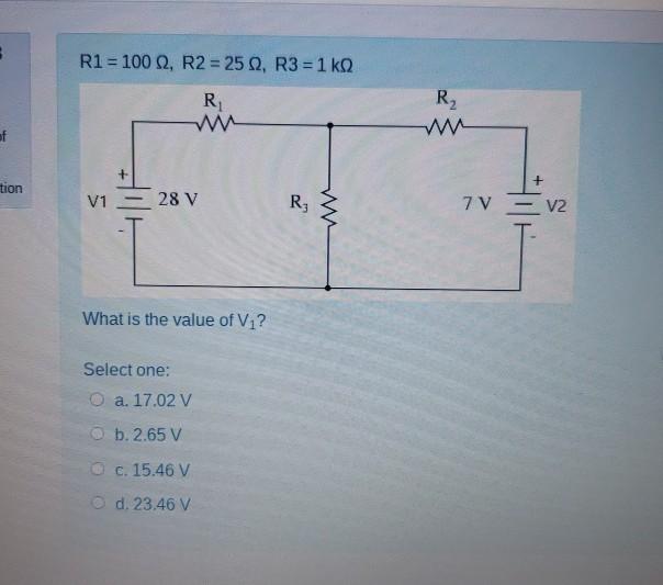 Solved R1 100 R2 252 R3 1 K02 R R2 F Tion V1 28 Chegg Com