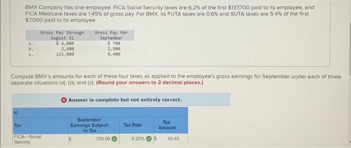 Solved Bmx Company Has One Employee Fica Social Security Chegg Com