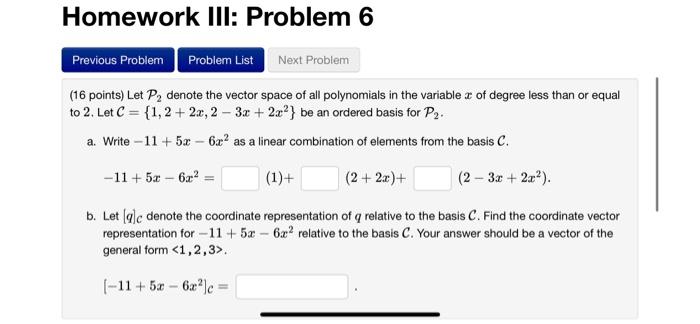 Solved 16 points) Let P2 denote the vector space of all | Chegg.com