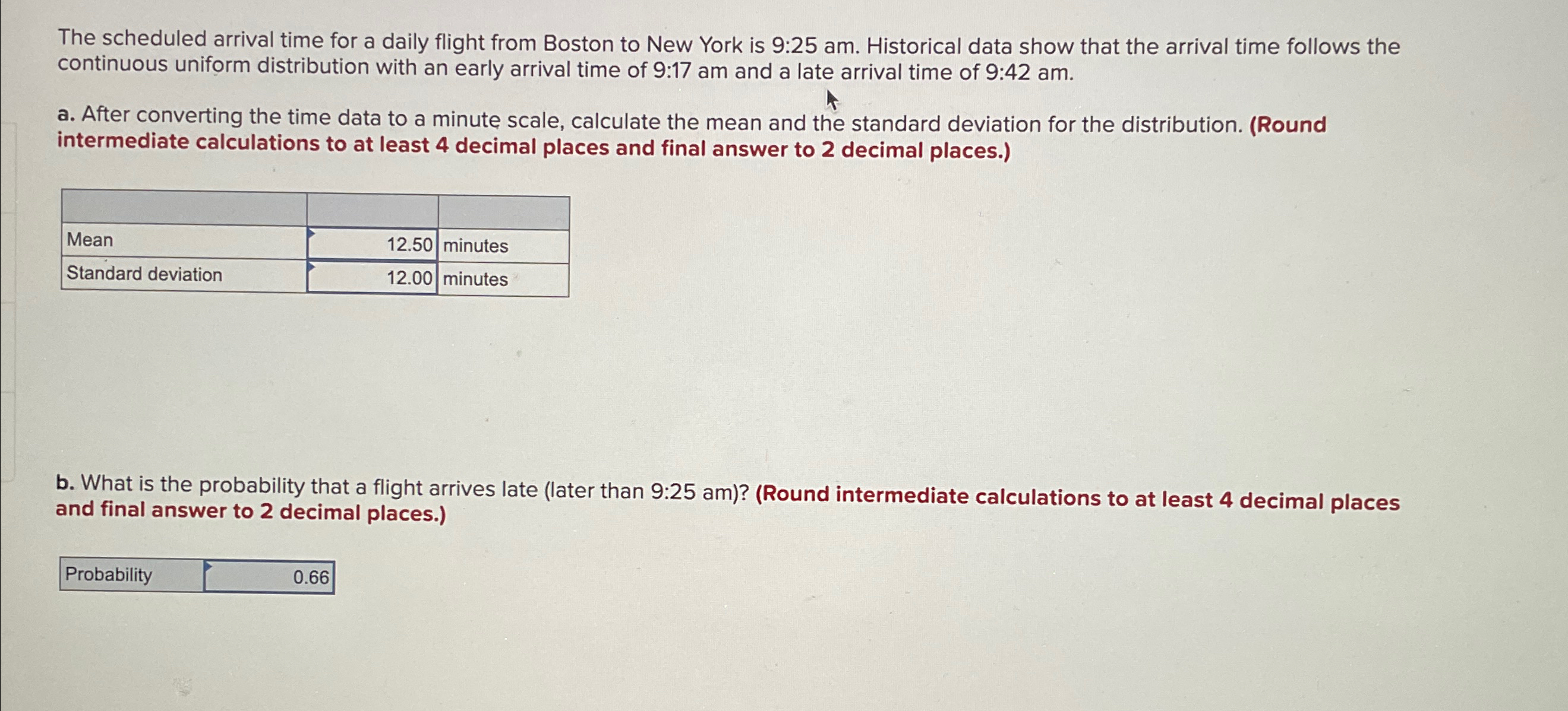 Solved The scheduled arrival time for a daily flight from | Chegg.com
