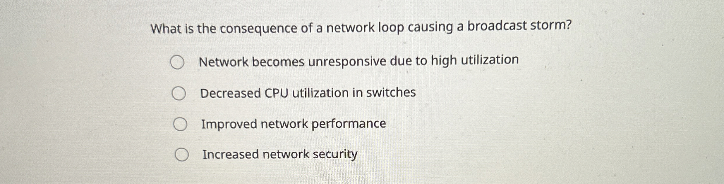 Solved What is the consequence of a network loop causing a | Chegg.com
