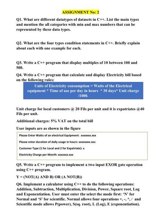 Solved ASSIGNMENT No: 2 Q1. What Are Different Datatypes Of | Chegg.com