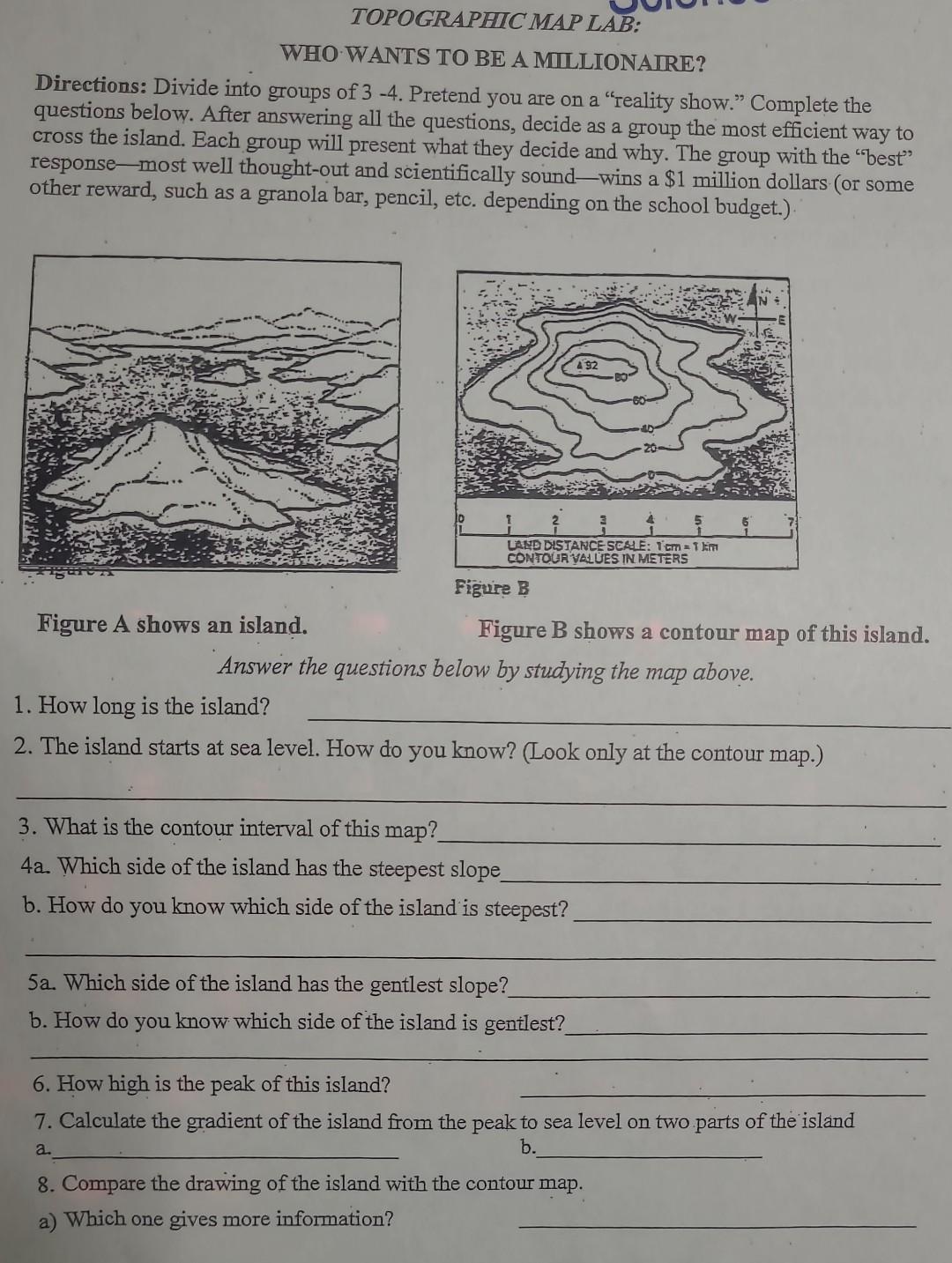 Solved TOPOGRAPHIC MAP LAB WHO WANTS TO BE A MILLIONAIRE?