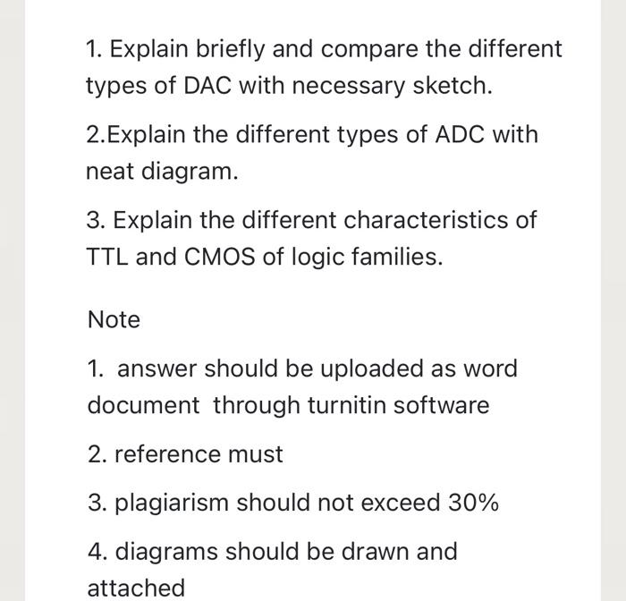 Solved 1. Explain briefly and compare the different types of