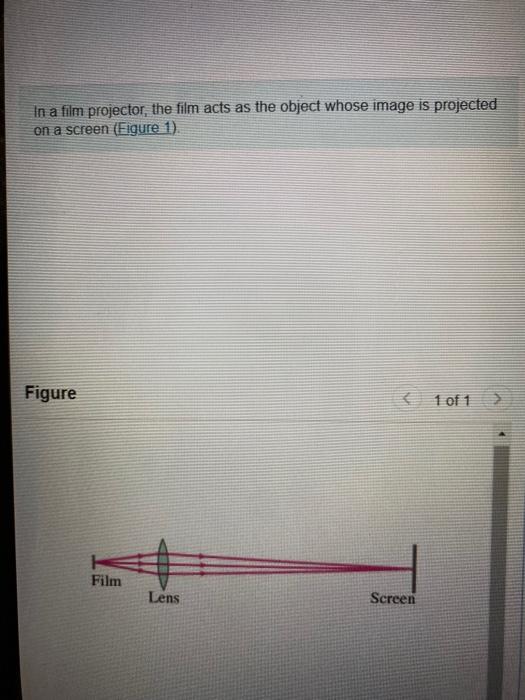Solved In a film projector, the film acts as the object | Chegg.com