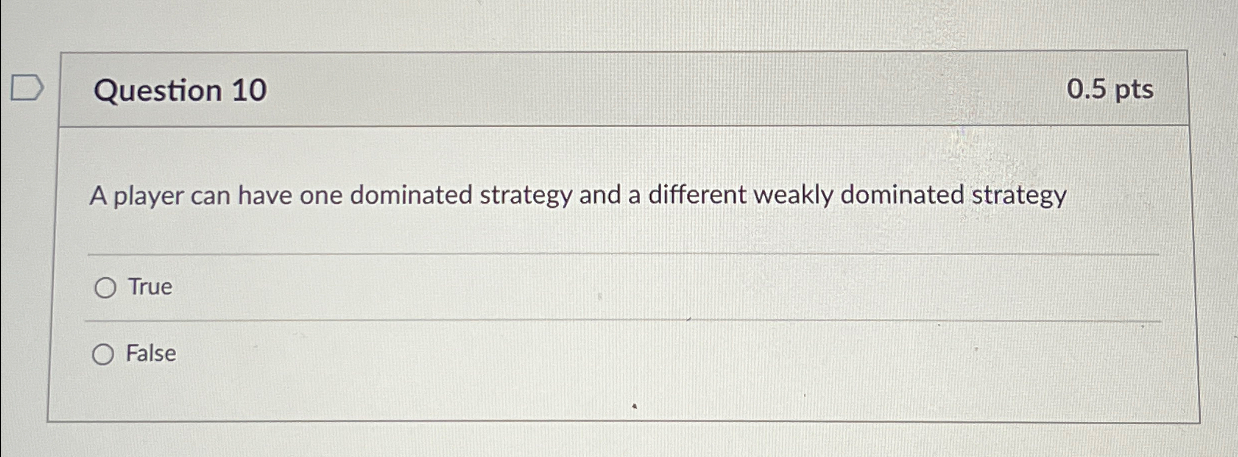 Solved Question 100.5 ﻿ptsA player can have one dominated | Chegg.com