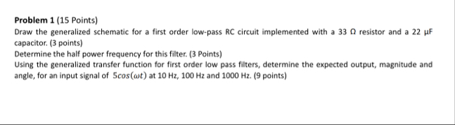 Solved Problem 1 (15 ﻿Points)Draw the generalized schematic | Chegg.com