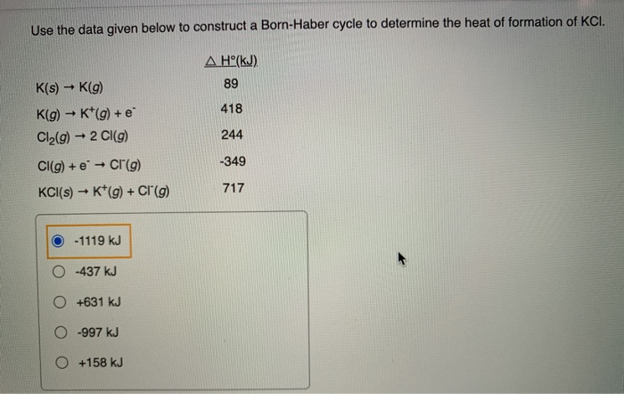 Solved Use the data given below to construct a Born-Haber | Chegg.com