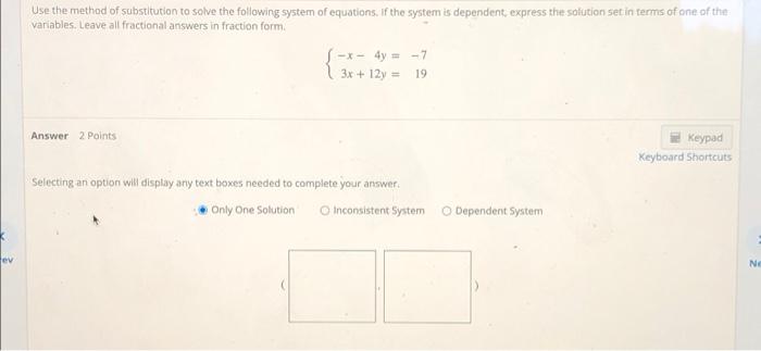 Solved Use the method of substitution to solve the following | Chegg.com