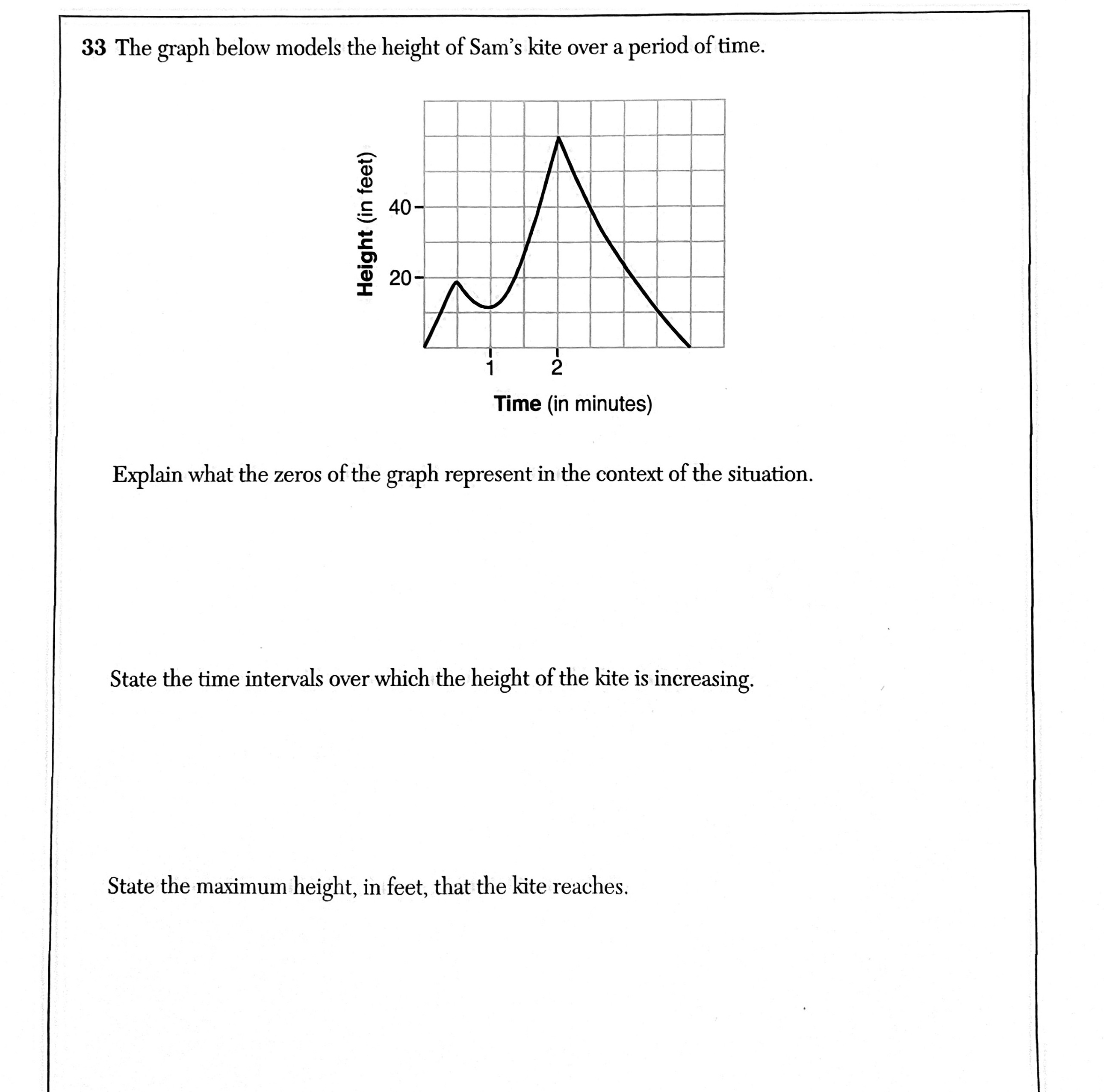 Solved 33 ﻿The graph below models the height of Sam's kite | Chegg.com