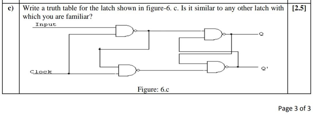 Solved [2.5] Write a truth table for the latch shown in | Chegg.com