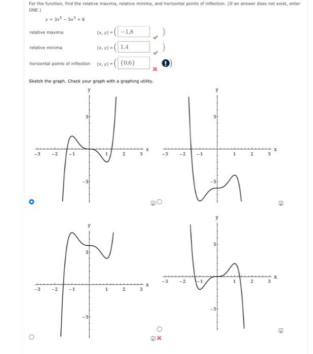 Solved For the function, find the relative maxima, relative | Chegg.com