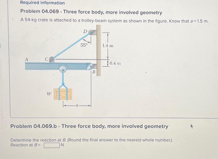Problem 04.069 - Three force body, more involved | Chegg.com