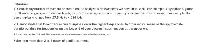 Solved Instructions 1. Choose any musical instrument or | Chegg.com