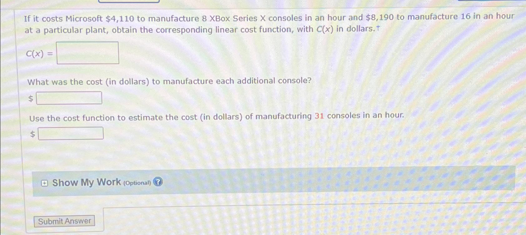 Xbox series x clearance manufacturing cost