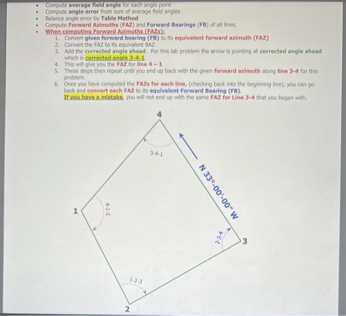 - Compute average field angle for each angle point
- Compute angle error from sum of average field angles
- Balance angle err