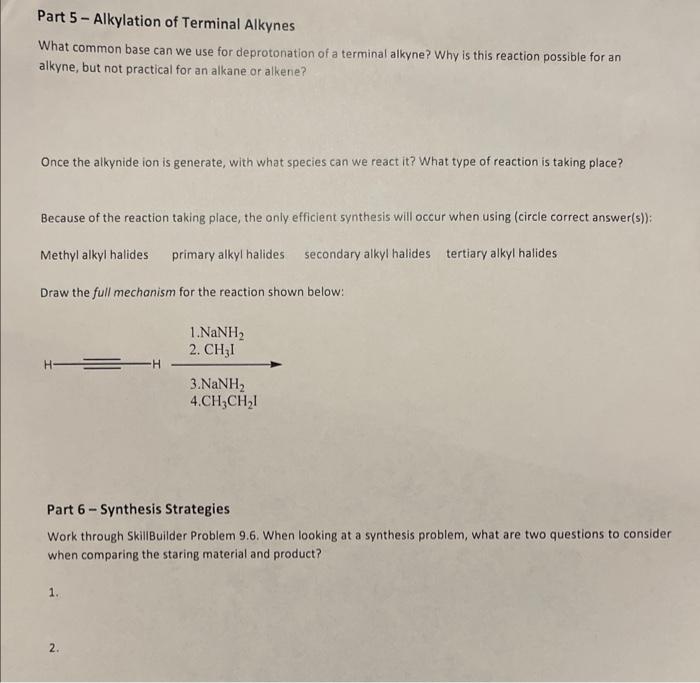 Part 1 - Nomenclature Types of Alkynes - Draw | Chegg.com