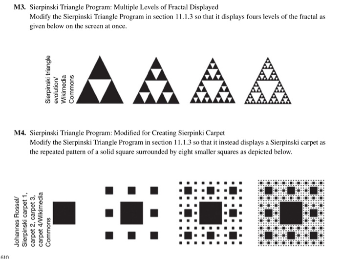 M3. Sierpinski Triangle Program: Multiple Levels of Fractal Displayed Modify the Sierpinski Triangle Program in section 11.1.