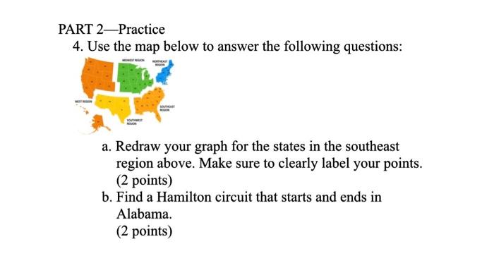 PART 2-Practice 4. Use the map below to answer the | Chegg.com