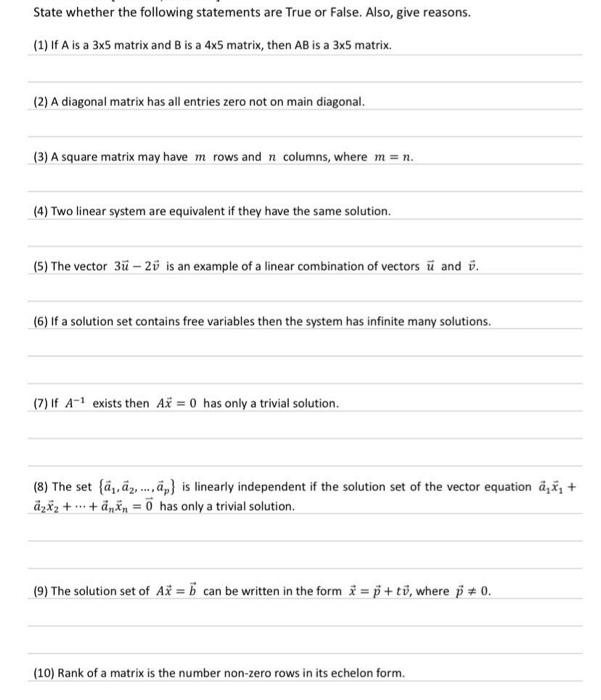 Solved State whether the following statements are True or | Chegg.com