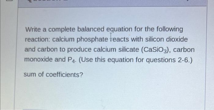 Solved Write a complete balanced equation for the following | Chegg.com