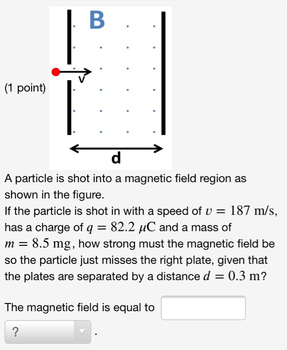 Solved (1 point) d > A particle is shot into a magnetic | Chegg.com