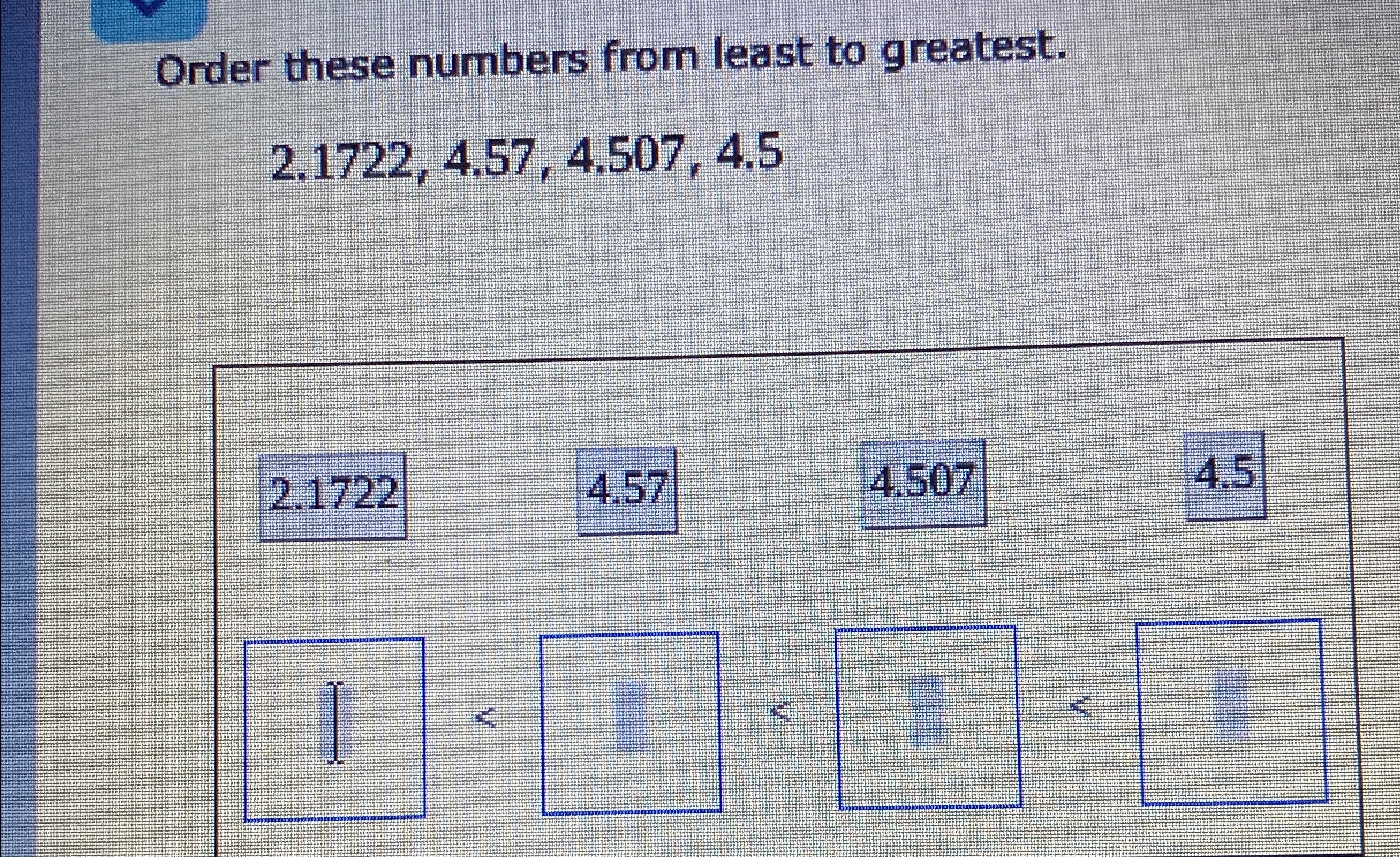 Solved Order these numbers from least to | Chegg.com