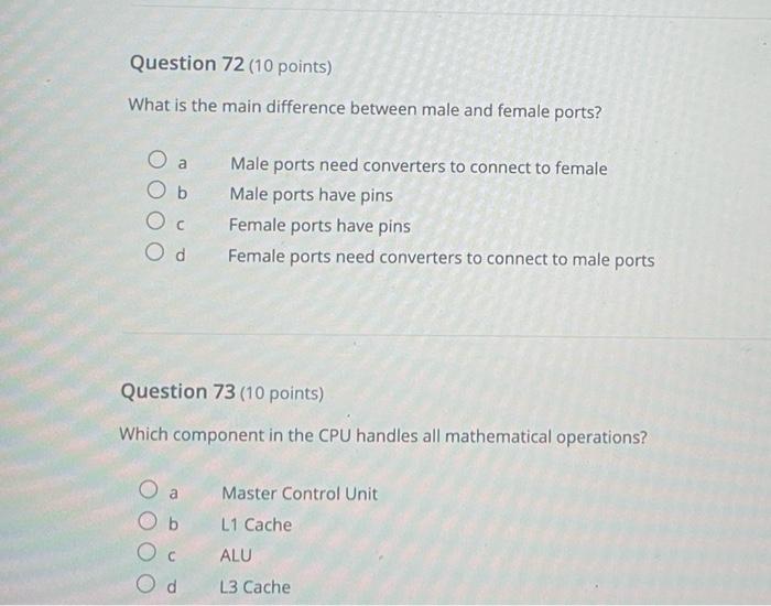 Solved Question 72 (10 points) What is the main difference