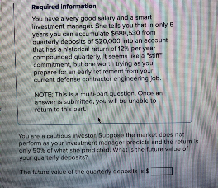 Solved Required information You have a very good salary and