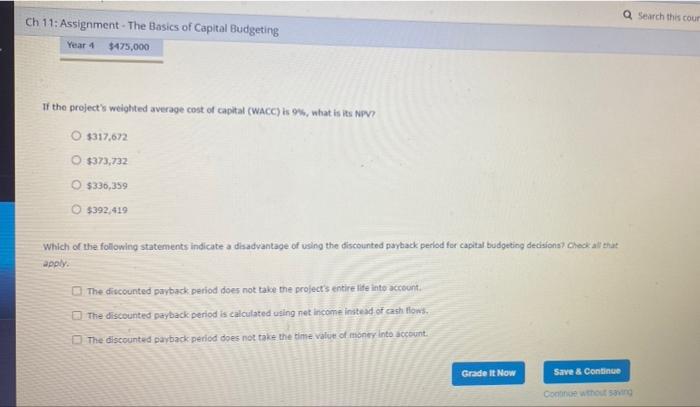 Solved w Ch 11: Assignment - The Basics of Capital Budgeting | Chegg.com