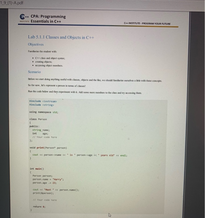 classes and objects in c++ programs pdf