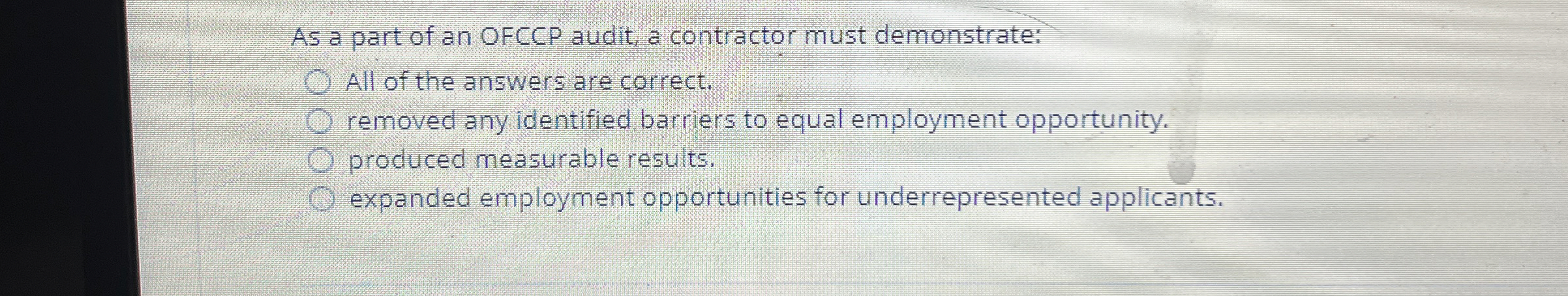 Solved As a part of an OFCCP audit, a contractor must | Chegg.com