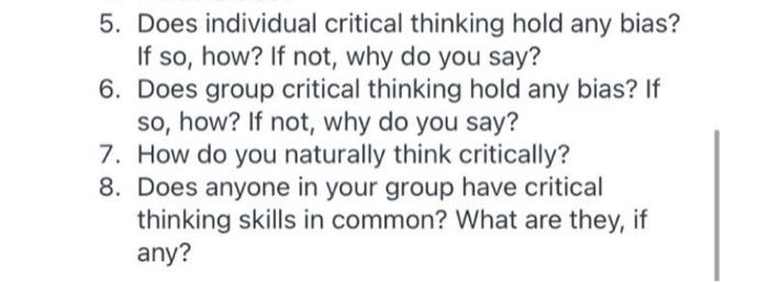 does individual critical thinking hold any bias