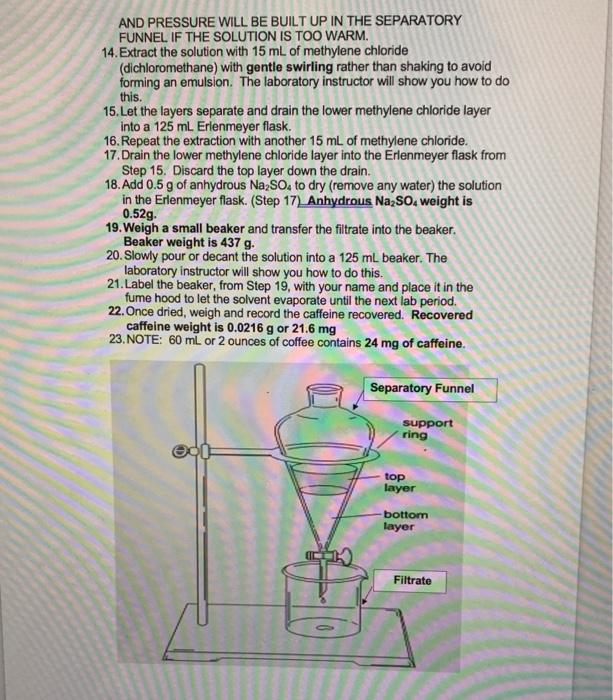 Solved EXTRACTION OF CAFFEINE FROM COFFEE Introduction: CHE 
