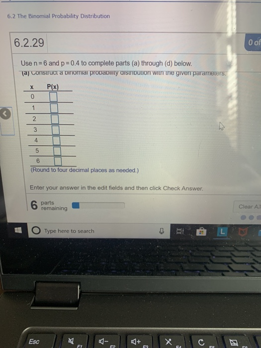 Solved 6.2 The Binomial Probability Distribution 6.2.29 O of | Chegg.com