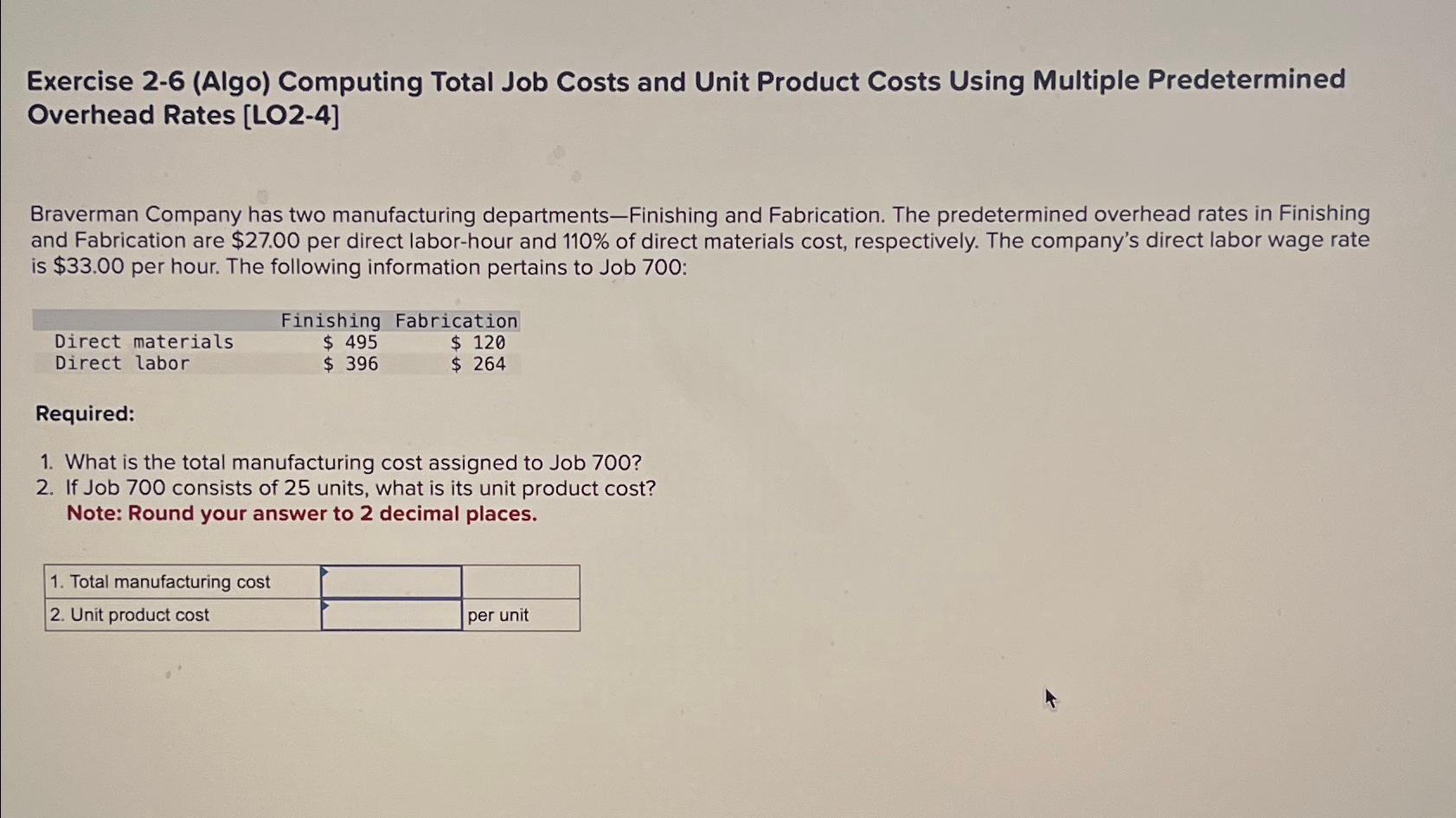 Solved Exercise 2-6 (Algo) ﻿Computing Total Job Costs And | Chegg.com