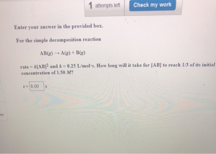 Solved 1 attempts left Check my work Enter your answer in | Chegg.com