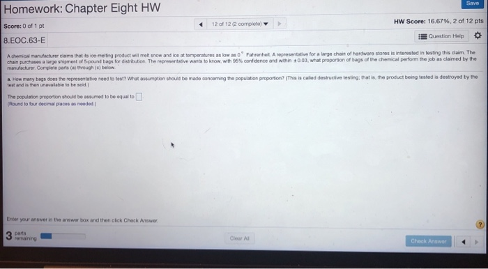 Solved Save Homework: Chapter Eight HW Score: 0 of 1 pt 12 | Chegg.com