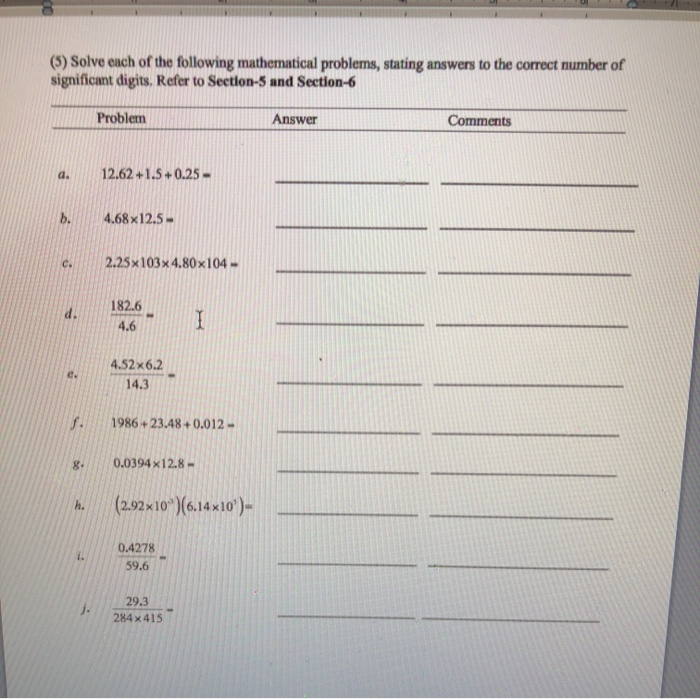 Solved (5) Solve each of the following mathematical | Chegg.com