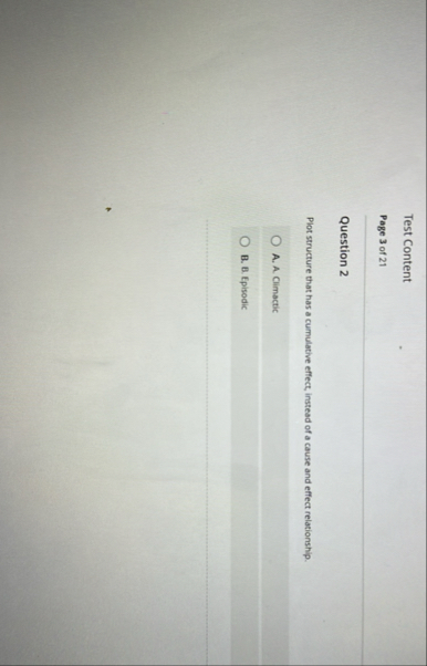 Solved Test ContentPage 3 of 21Question 2Plot structure | Chegg.com